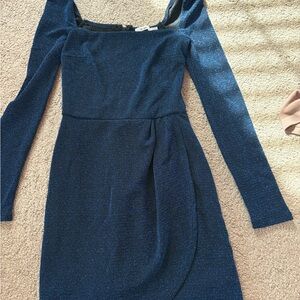 Miami Shimmering Navy Long-Sleeve Dress